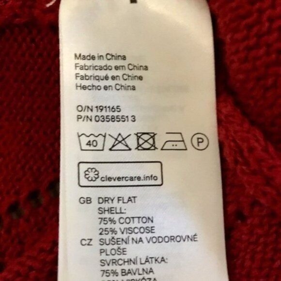 H&M Divided Women's Dark Red Crochet Cut-Out 3/4 Bell Sleeve Cardigan Size S - Picture 7 of 9